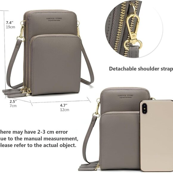Small Crossbody Cell Phone Bag for Women, Mini Over Shoulder Handbag Purse with - Picture 3 of 6